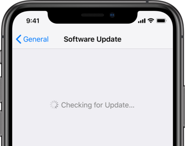 Kontrola aktualizácie softvéru iOS na iPhone XS