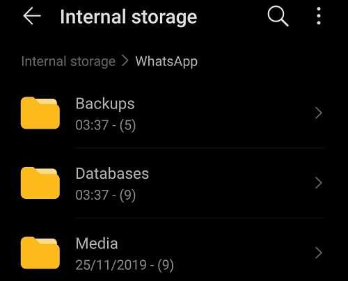 bases de données de stockage interne Android