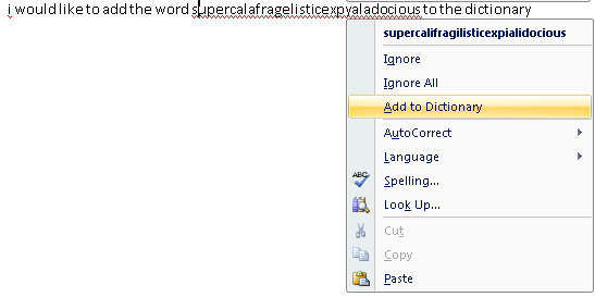 Agregar al diccionario de Word