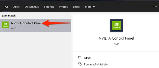 एनवीडिया कंट्रोल पैनल खोलें