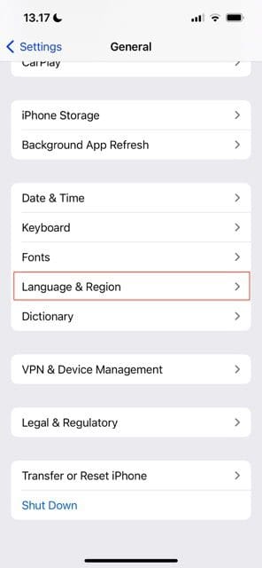 Seleccionar idioma y región en iOS