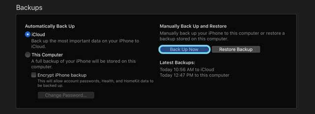 Opção de backup agora para iPhone, iPad, iPod no iTunes