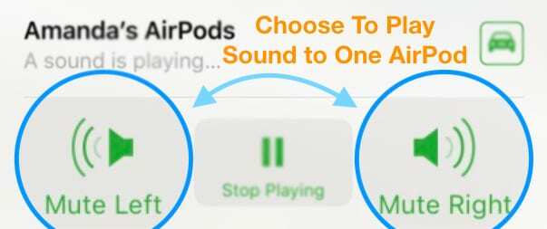 השתק AirPod אחד רק עבור אפליקציית Find My iPhone iOS 12