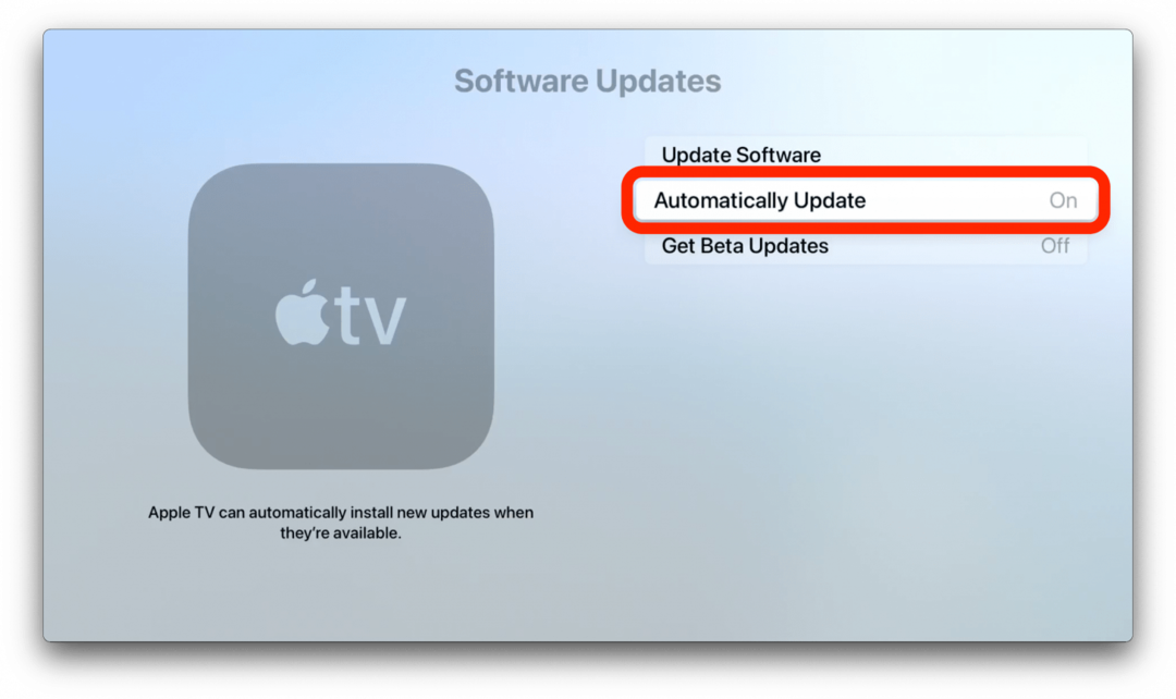 Apple TV päivitys automaattisesti