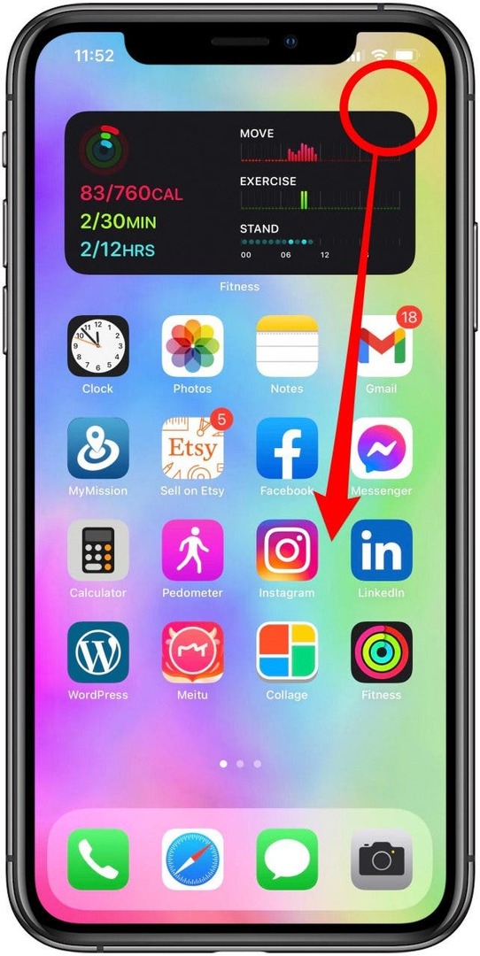 Faites glisser vers le bas depuis le bord supérieur droit pour ouvrir le centre de contrôle de l'iPhone.