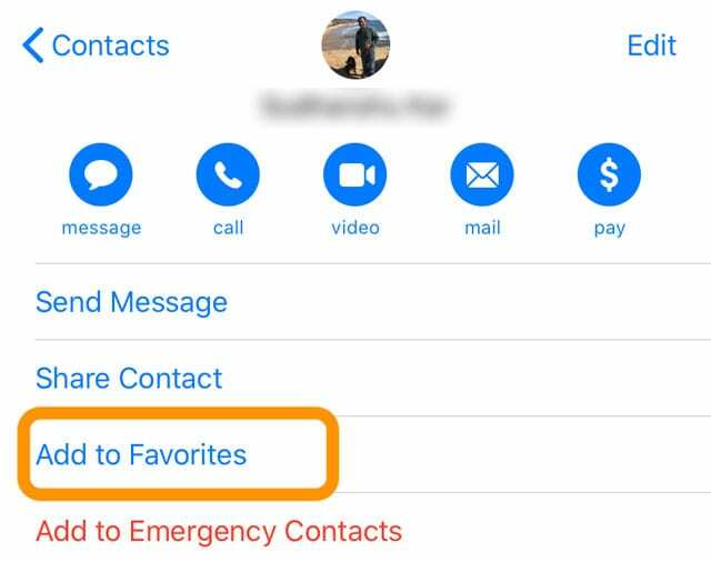 संपर्क ऐप iPhone और iPad में पसंदीदा में जोड़ें