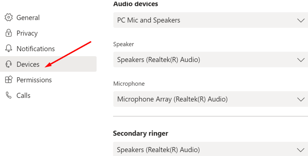 setări audio Microsoft Teams