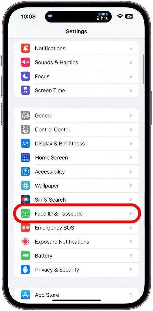 πατήστε Face ID & Passcode