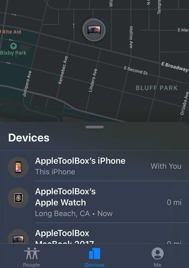 Apple uređaji u aplikaciji Find My