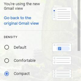 Densitatea căsuței de e-mail Gmail