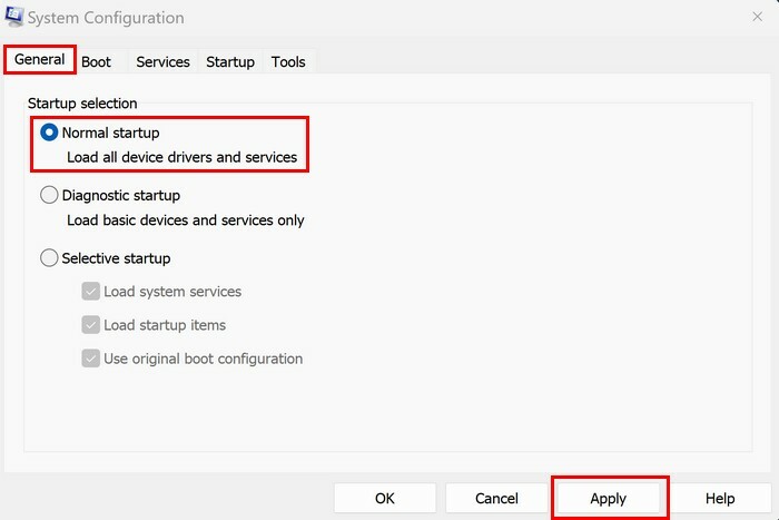 Configuração normal do sistema de inicialização