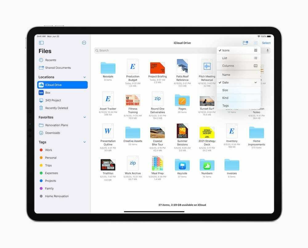 Nový dizajn súborov iPadOS 14