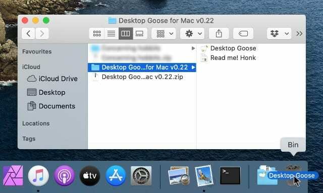 Přesunout aplikaci Desktop Goose do koše