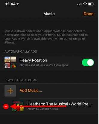 מחק מוזיקה מ-Apple Watch לאחסון בחינם