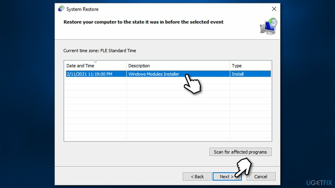 Utiliser la restauration du système 2