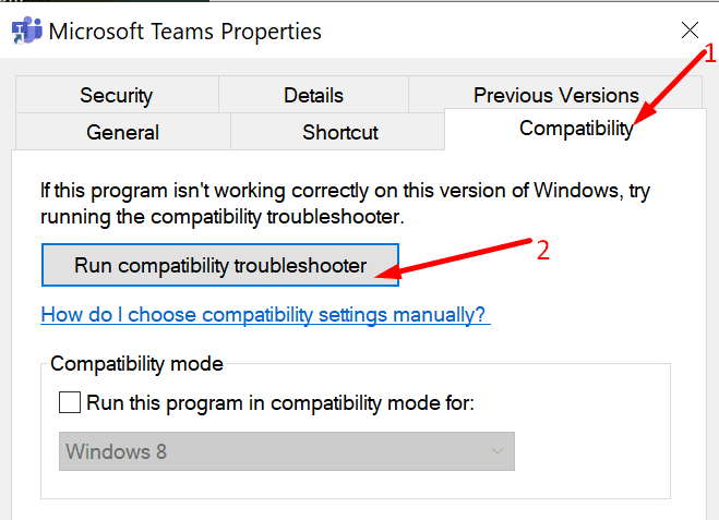 executar equipes de solução de problemas de compatibilidade da Microsoft