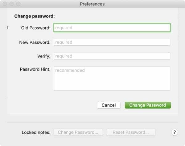 Zmeniť heslo Notes-Mac