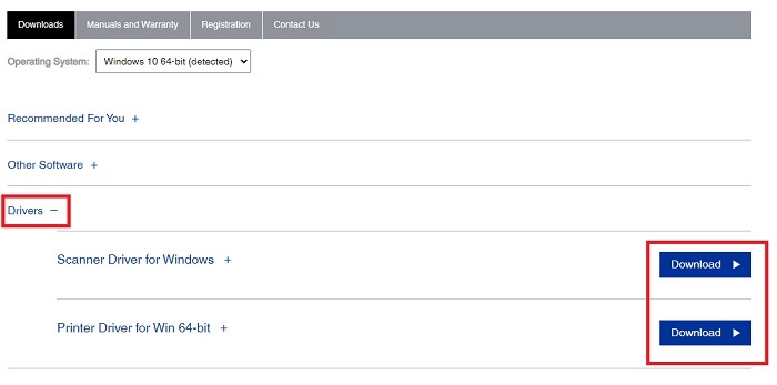 Проширите управљачке програме и преузмите драјвер за скенер и штампач