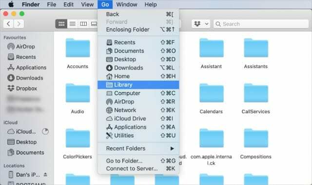 Dossier de bibliothèque dans le Finder