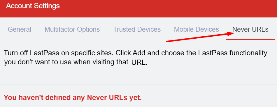 lastpass never URL