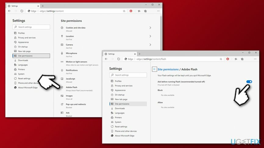 Habilite Adobe Flash en MS Edge