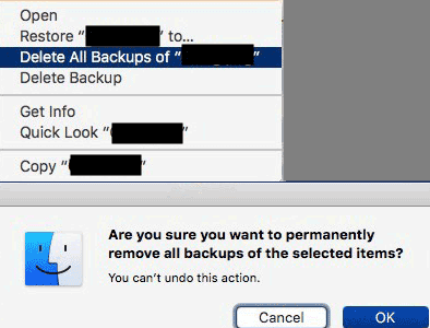 mac time machine izbriše vse varnostne kopije izbranega predmeta