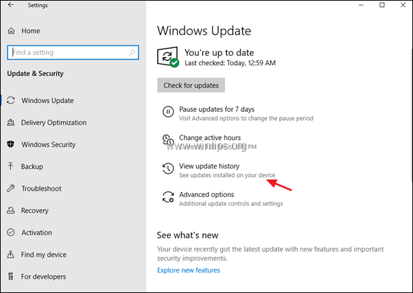 Ver el historial de actualizaciones de Windows 10