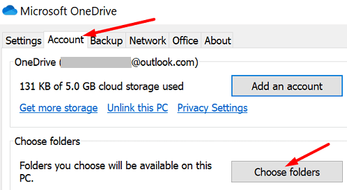 onedrive-choose-папки