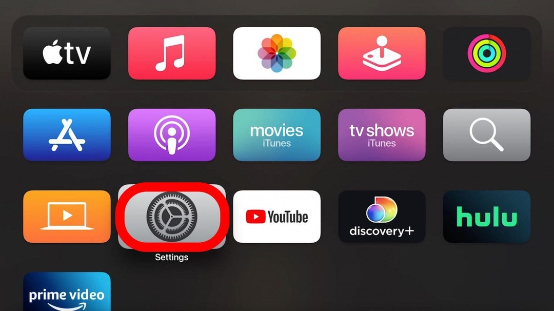 Avaa Apple TV: n Asetukset-sovellus.