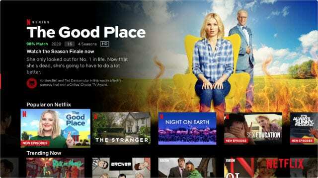 Netflix montre sur Apple TV