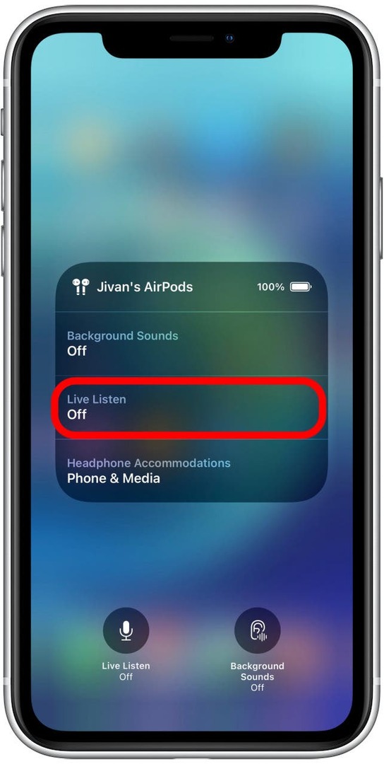 Airpods kao slušna pomagala Korak 2.5 - Dodirnite slušanje uživo da biste ga uključili