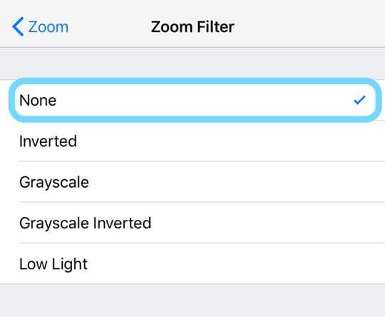 Zoom Filter na iOS