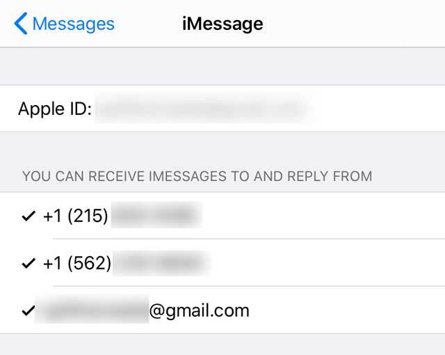 Gönder ve Al için iki telefon numarası için iMessage için eSIM ayarları