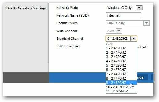 Promijenite kanal usmjerivača