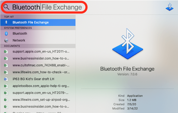 検索バーにBluetoothと入力します 