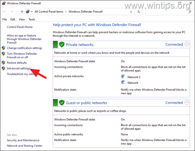 Pengaturan Lanjut Firewall Windows Defender