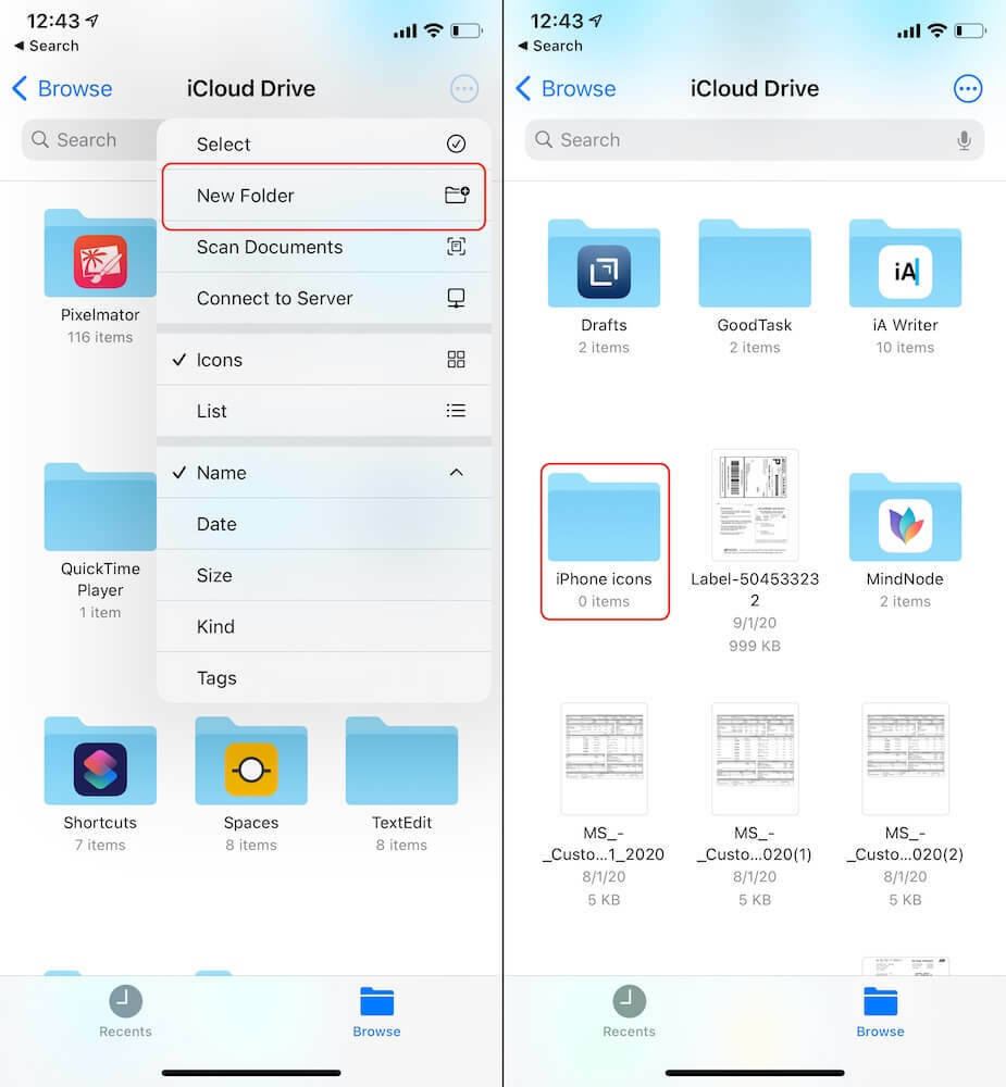 iCloud Drive 2에서 폴더 생성