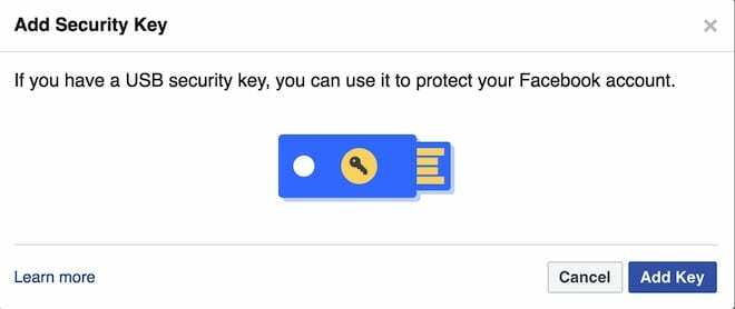 Bezpečnostní klíč Facebooku