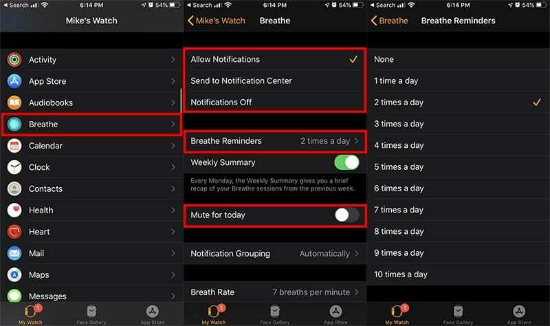 Apple Watch: recordatorios de respiración