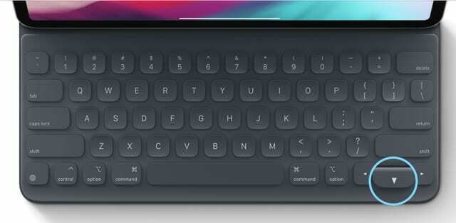 ipad apple smart keyboard стрелка вниз