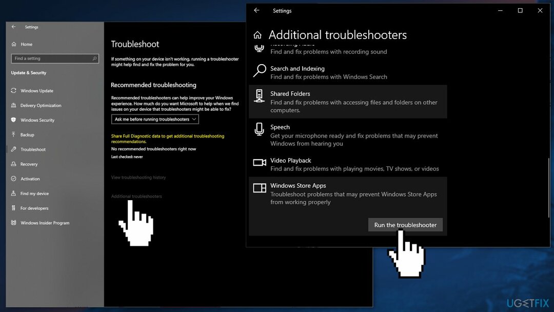 Exécuter l'utilitaire de résolution des problèmes des applications du Windows Store