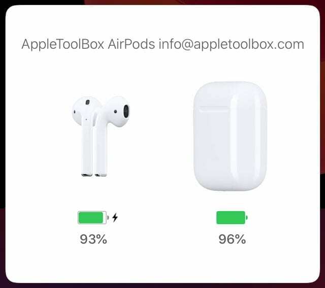 AirPods-animation med kontaktoplysninger i navn