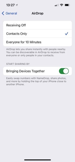 Dezactivați AirDrop pe Captură de ecran iPhone
