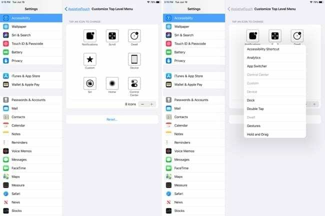 Prilagodite izbornik AssistiveTouch-iPad