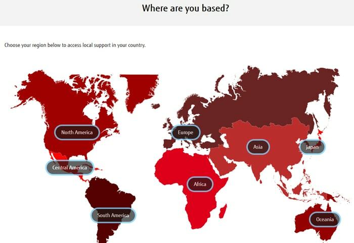 Hitta Region Support Country