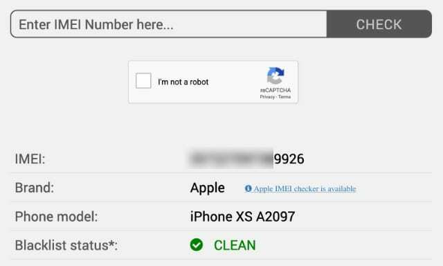 Temiz sonucu gösteren IMEI taraması