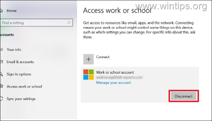 職場または学校のアカウントを削除するWindows10