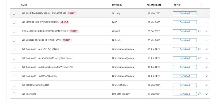 scegli l'opzione Scarica i file del driver selezionati