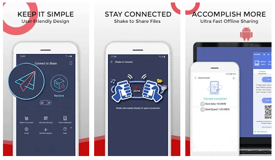 Zapya App Dateiübertragung und Musikwiedergabeliste teilen