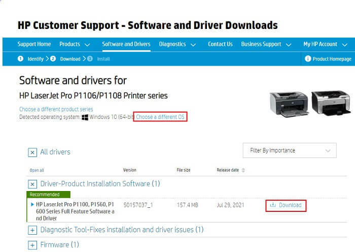 Descărcați driverul HP Laserjet P1108